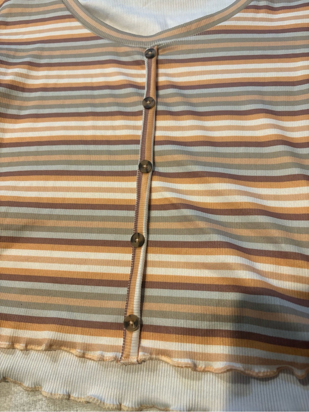 Wallflower Peach, Cream & Gray Striped Long-Sleeve Crop Top - Picture 3 of 3
